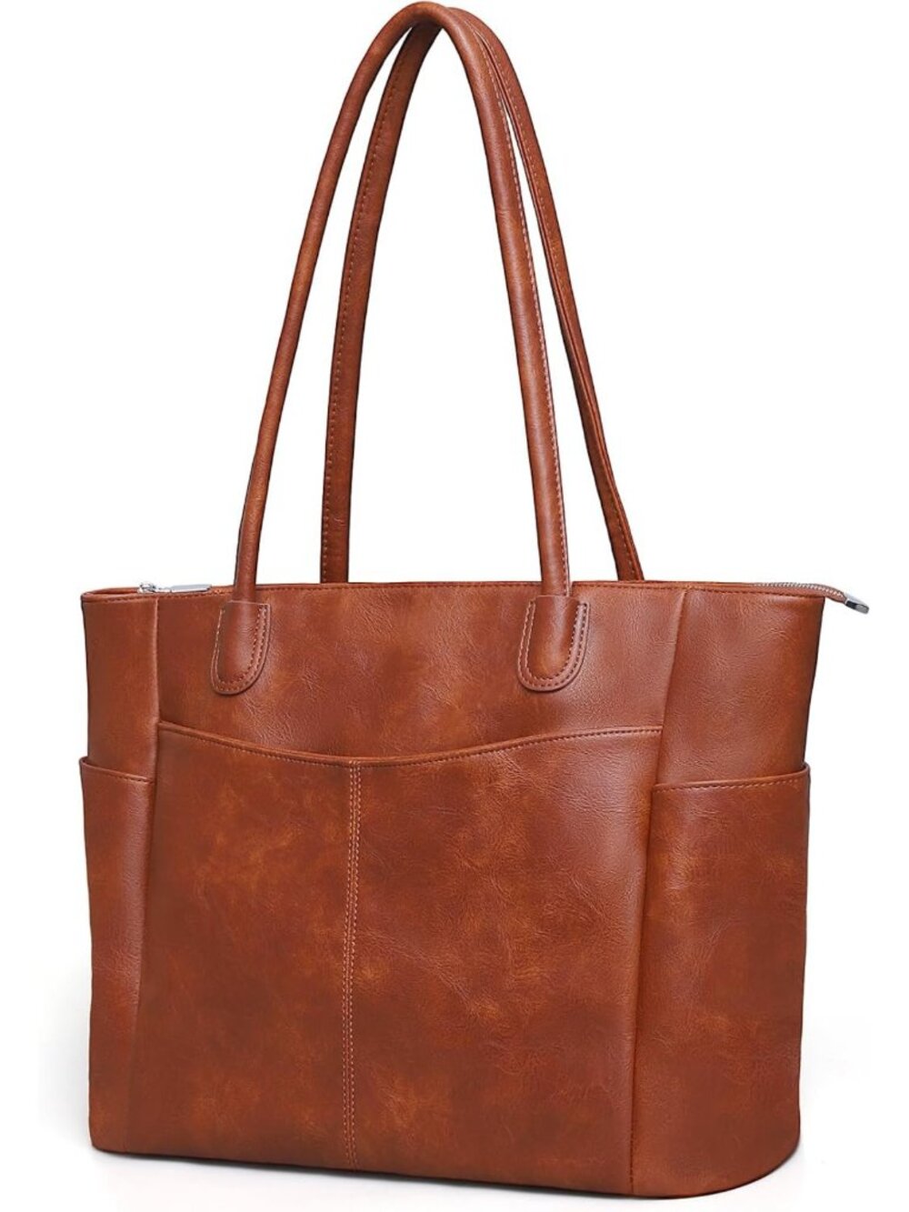 Spacious Vegan Leather Tote Bag for Women | Stylish Work & Travel Purse with